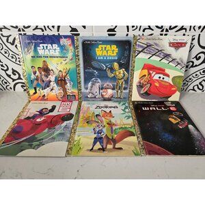 Lot of 6 DISNEY LITTLE GOLDEN BOOKS Cars Zootopia Wall-E Star Wars Big Hero 6